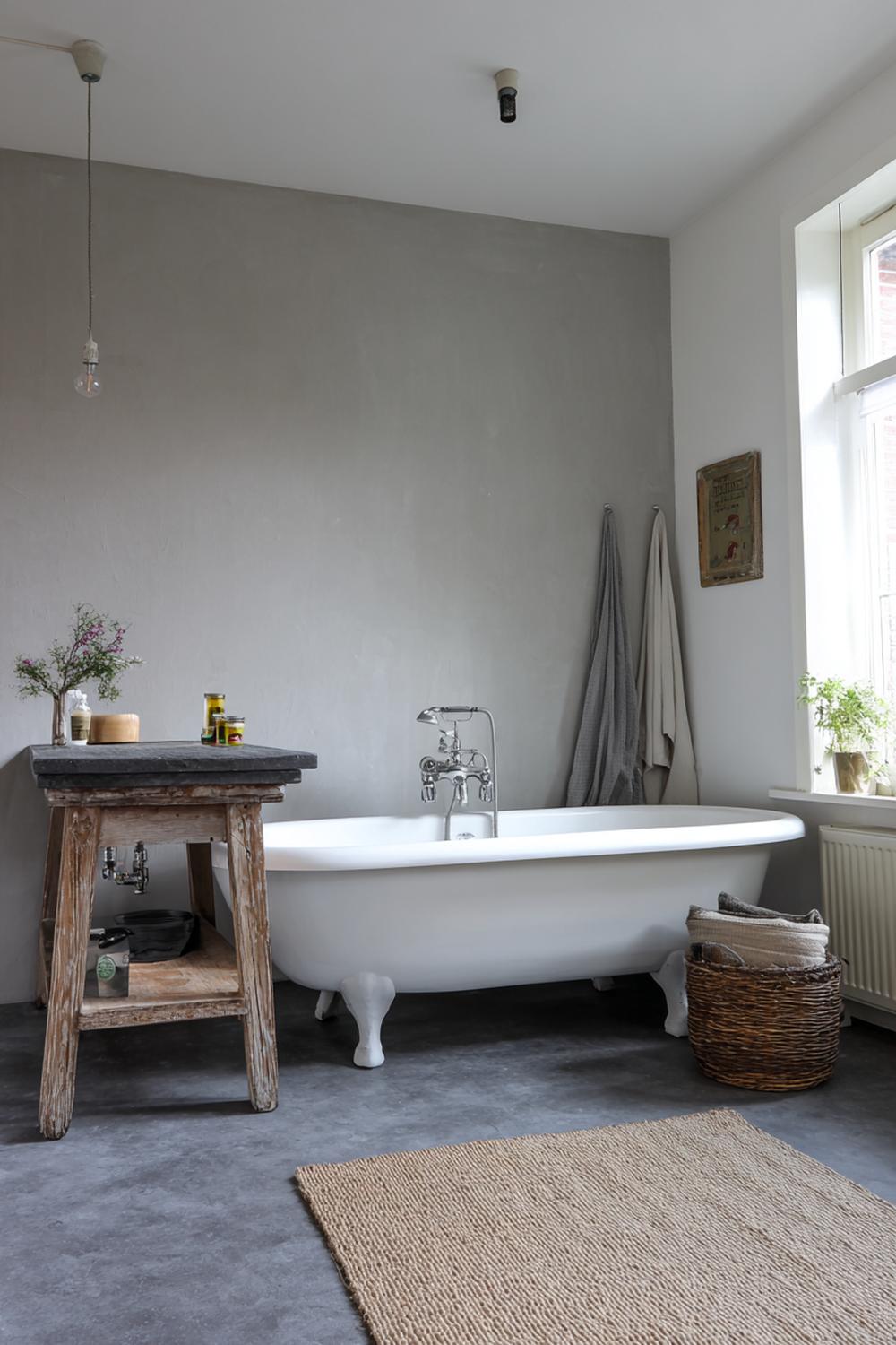 16. Badkamer inspiratie: vintage badkamer met vrijstaande potenwastafel