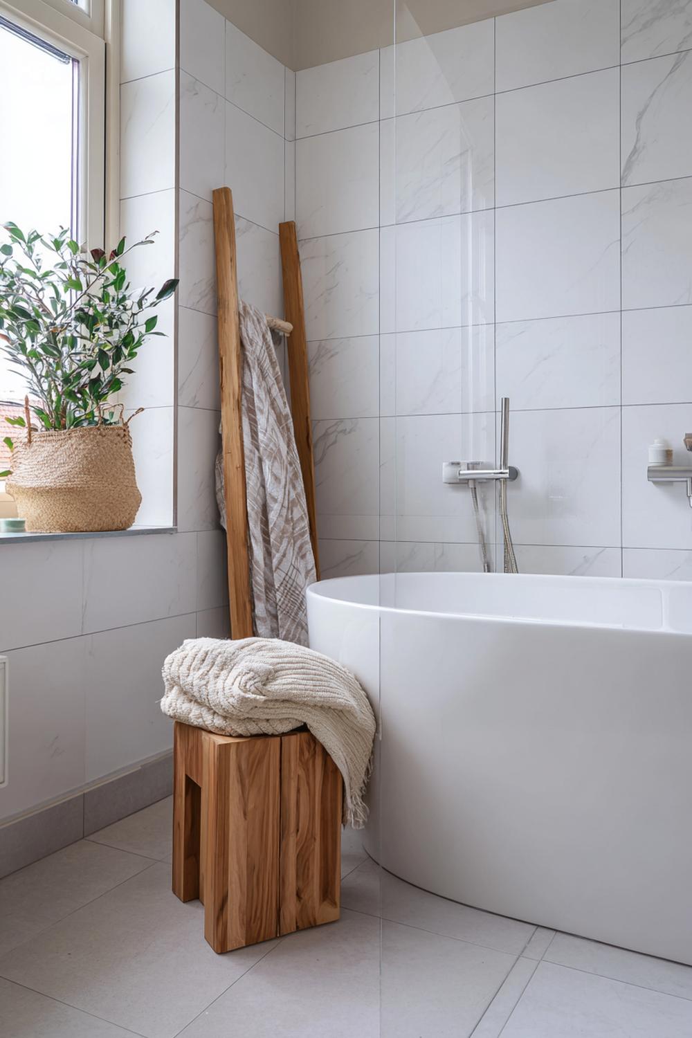 20. Badkamer inspiratie: natuurlijke wellness met teak douchevloer en steen