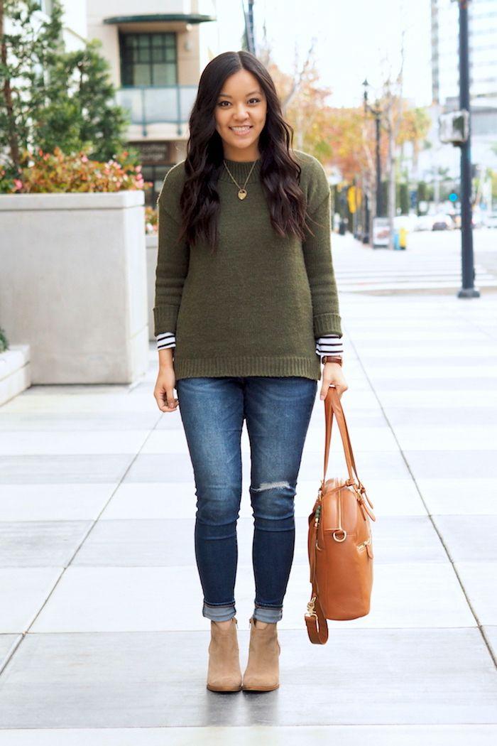 Casual jeans outfit met enkellaarsjes