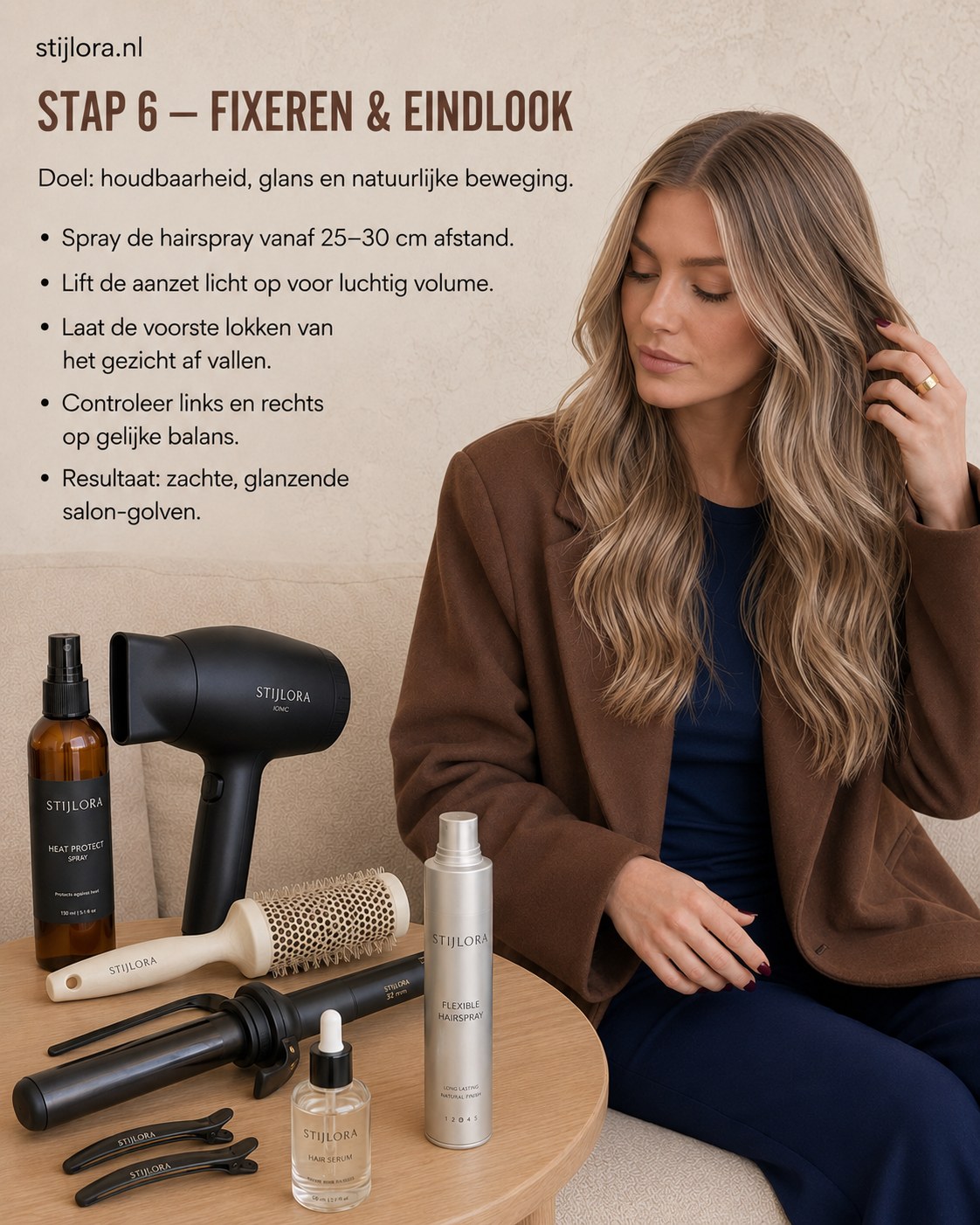Champagne Blonde Balayage Stylen Tot Zachte Golven - Mijn