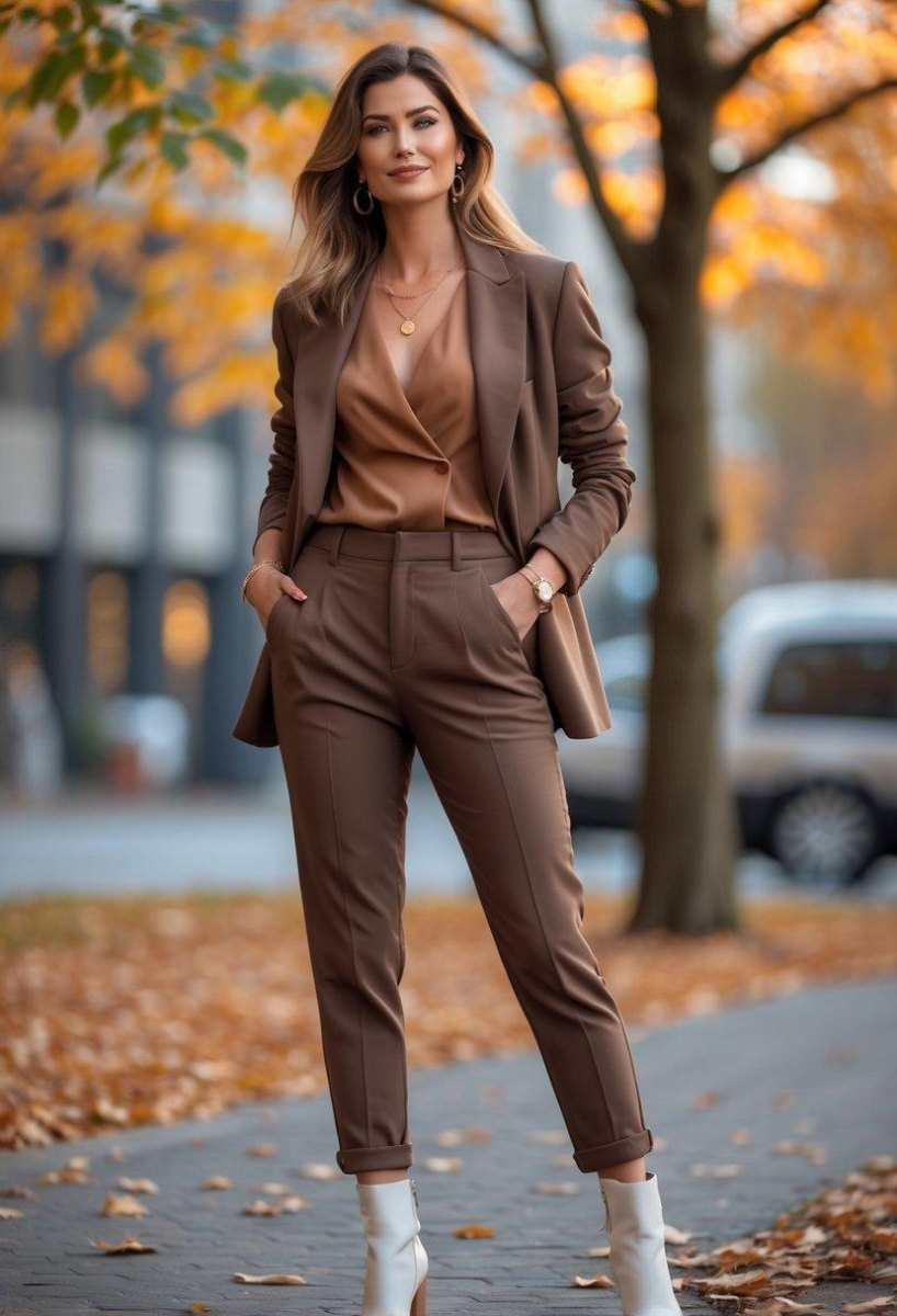 Elegante herfstlook met blazer pantalon