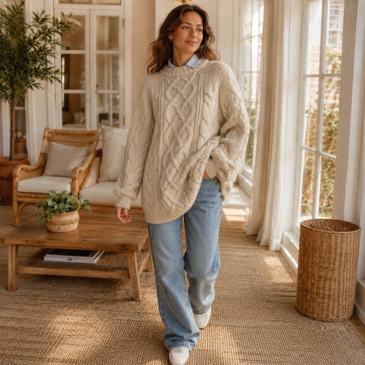 Oversized trui met comfortabele jeans