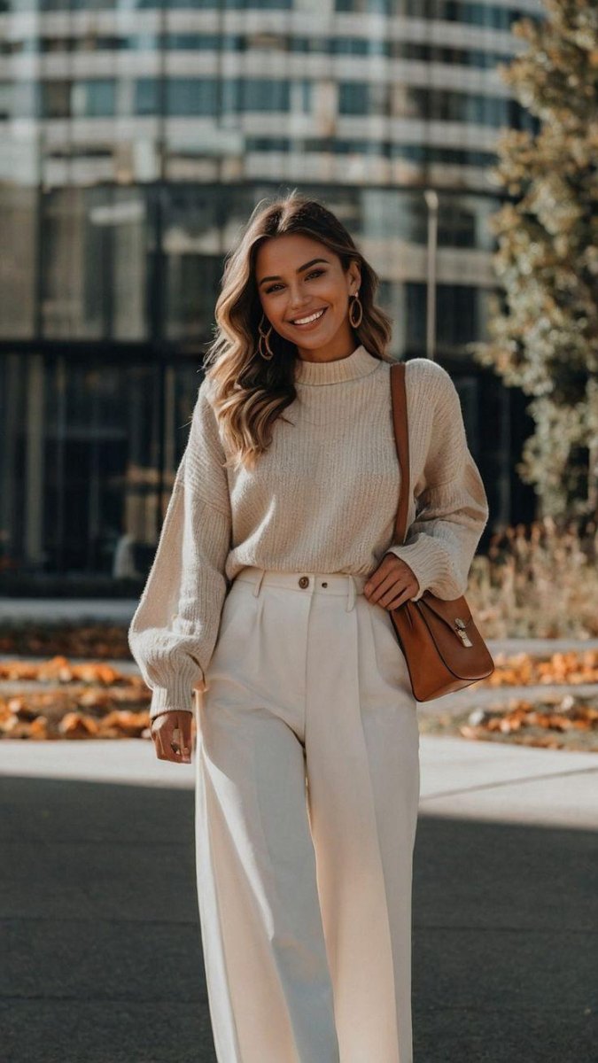Crèmekleurige knitwear outfit