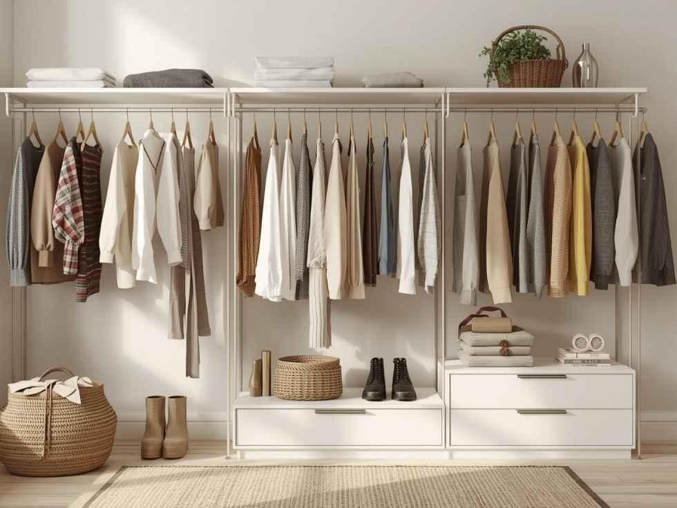 Minimalistische kledingkast met basics