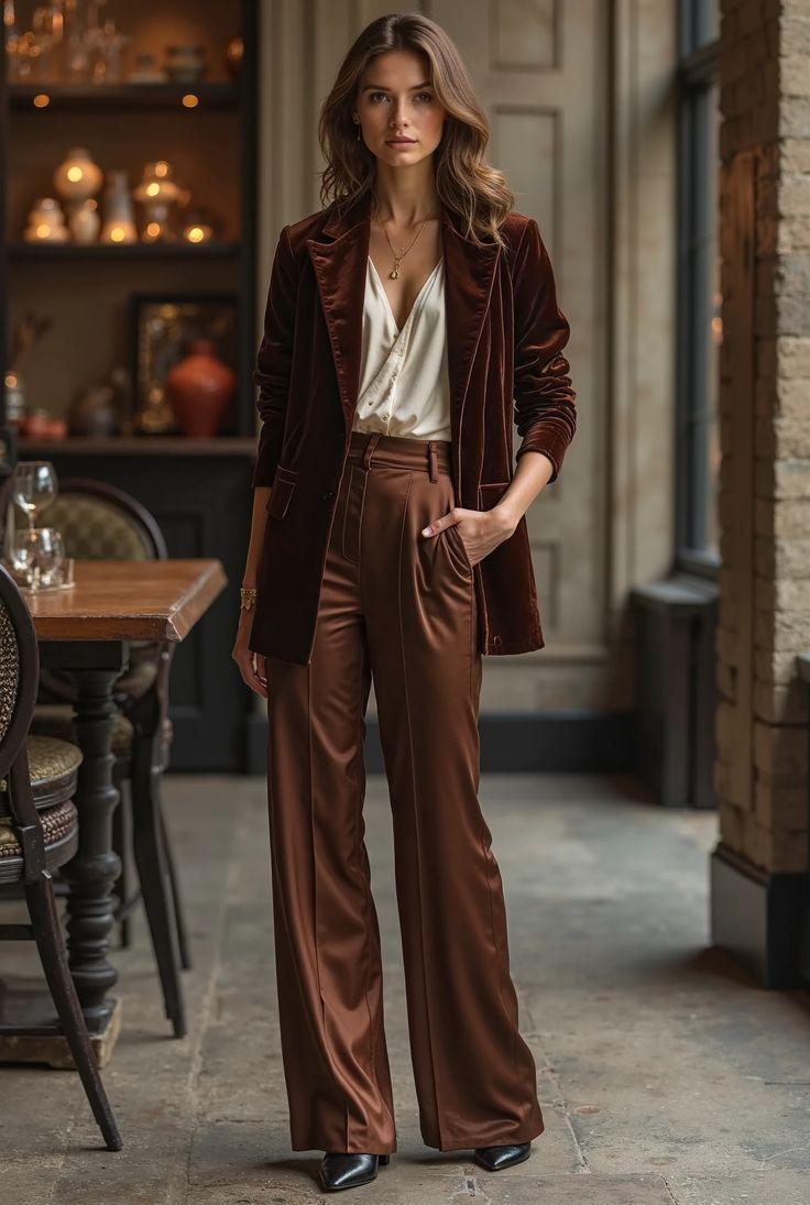 Feestelijke herfstoutfit met rijke stoffen