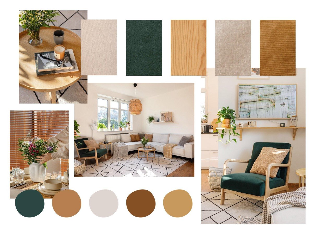 Smaragdgroen zand hout kleuren