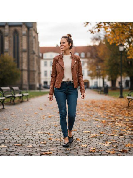 Leren jas met stoere herfstdetails