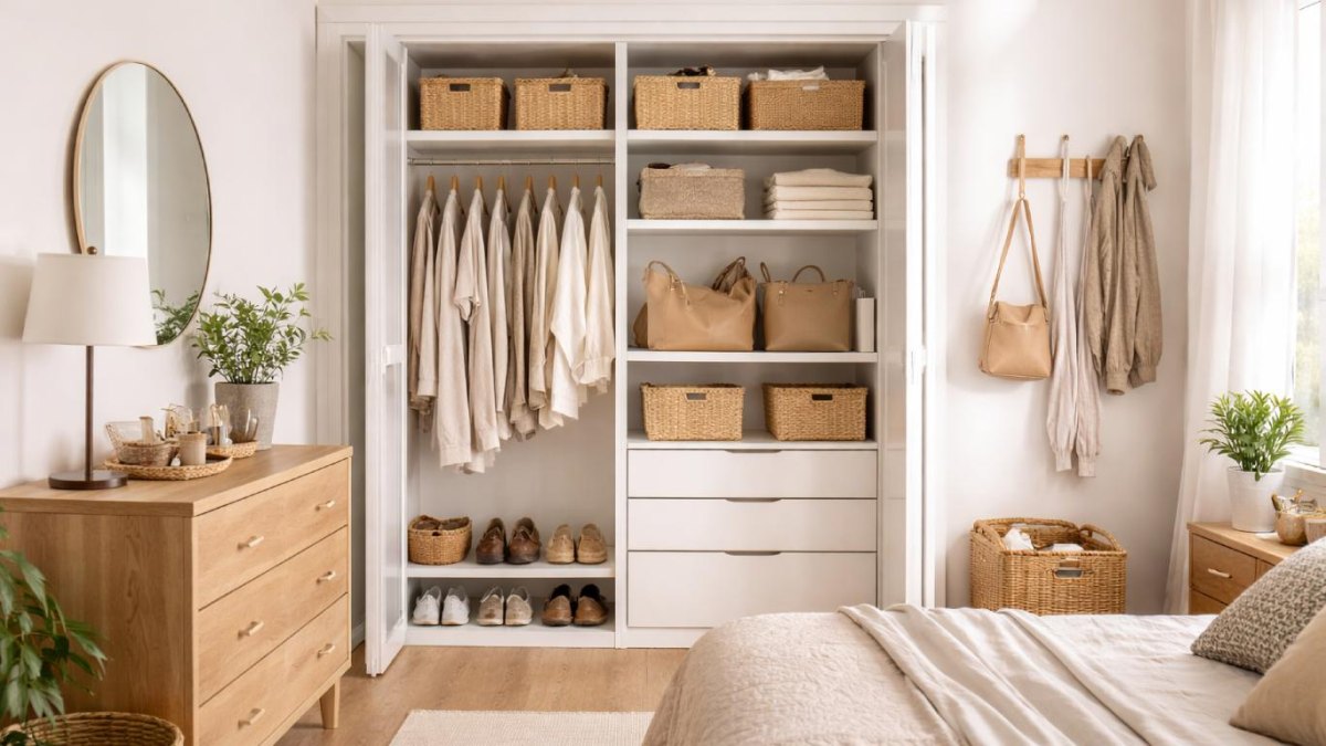 Nette slaapkamer met kast