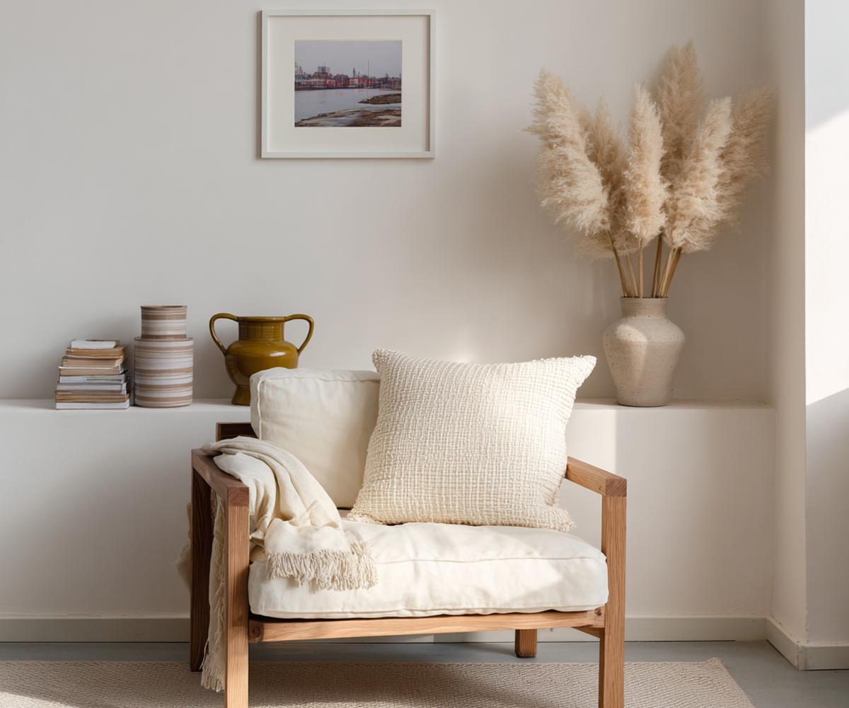 Houten Fauteuil Met Pampas