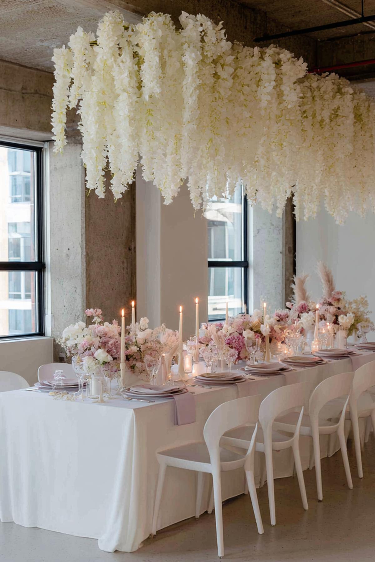 Hangende Witte Bloemeninstallatie