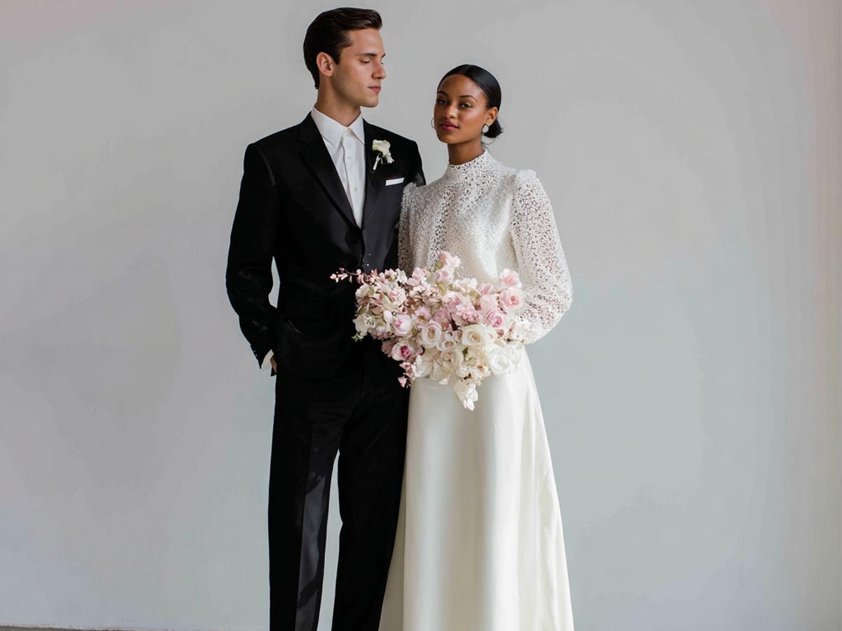 Kanten Hoogsluitende Bruidsjurk