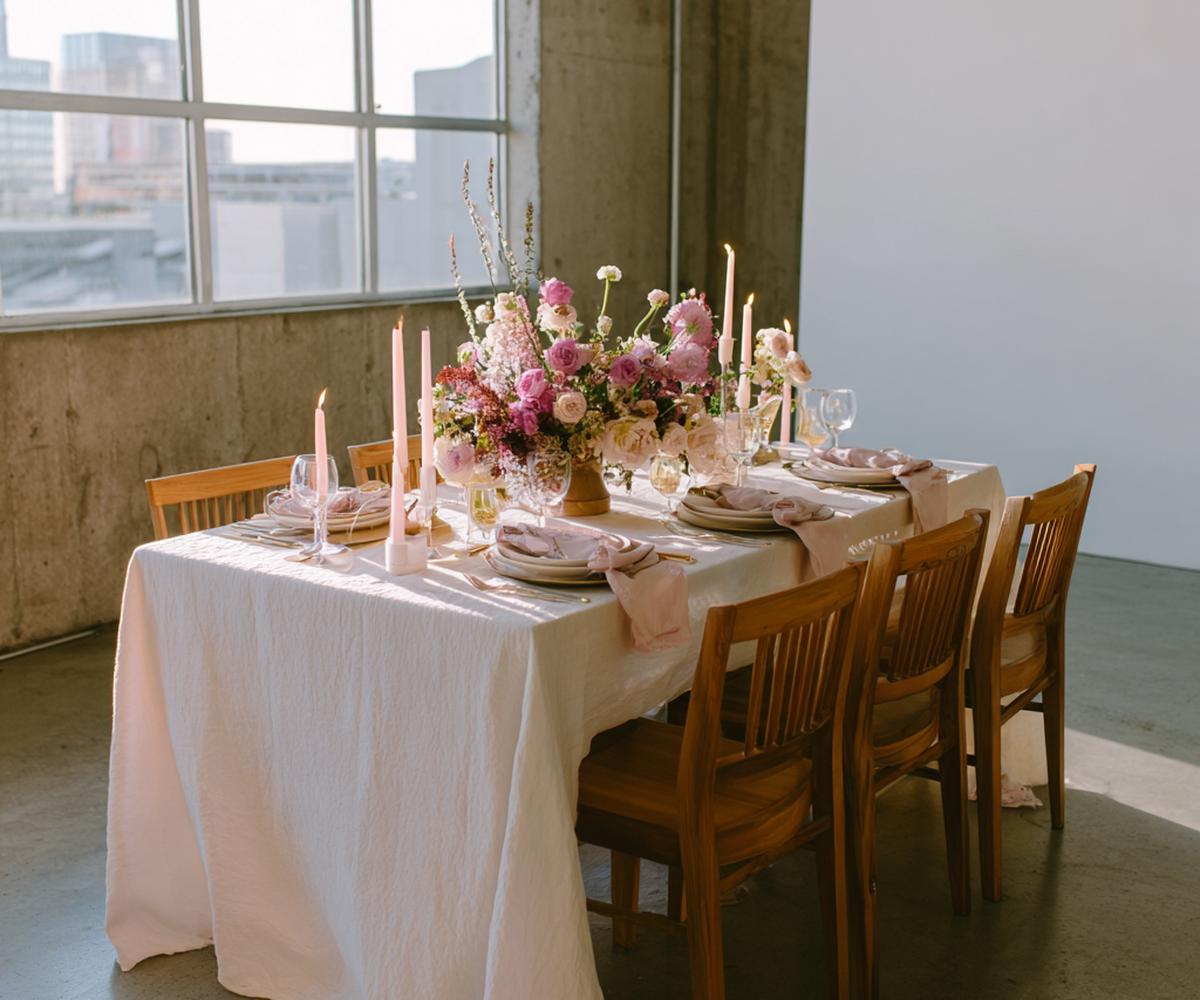 Houten Stoelen En Roze Kaarsen