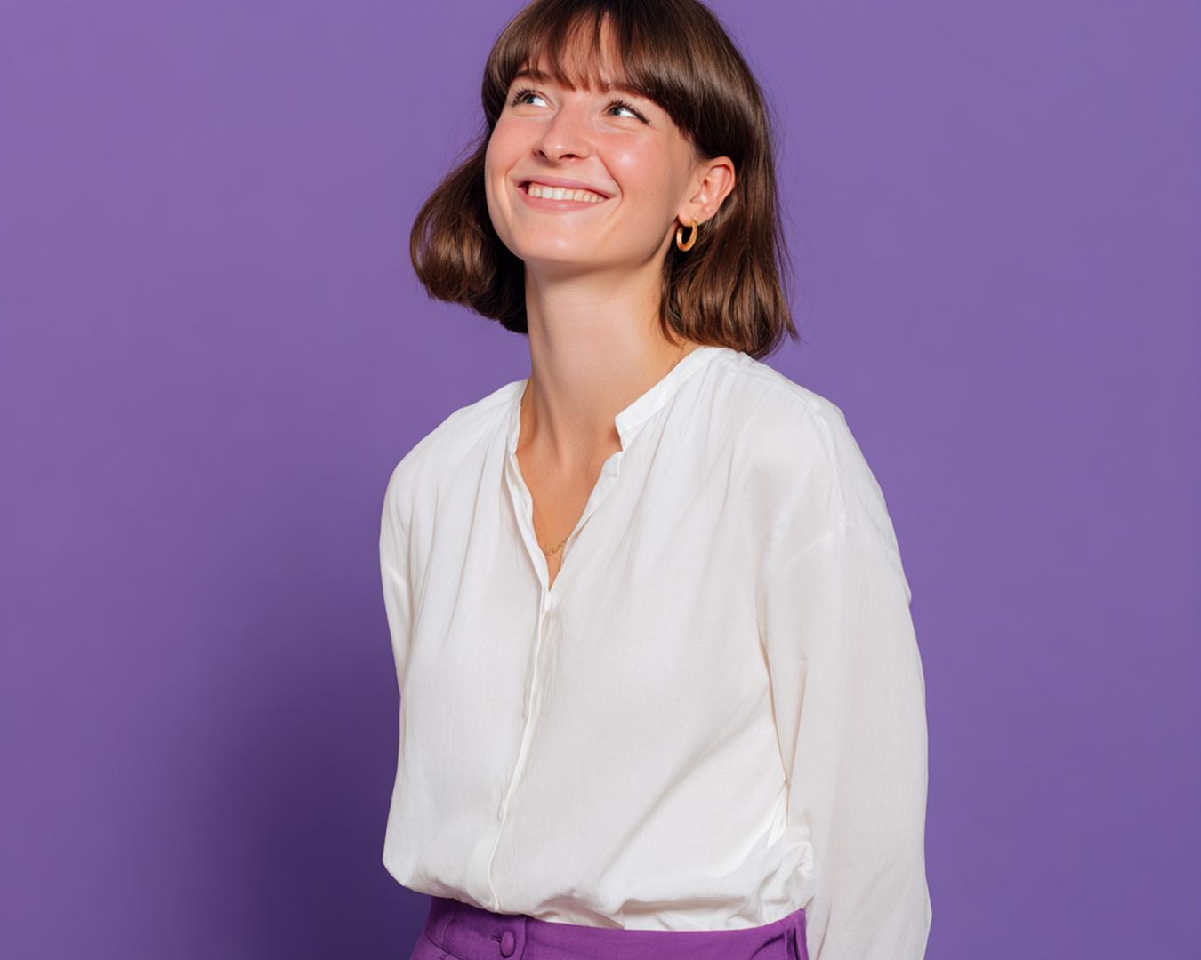 Witte Blouse Paarse Broek