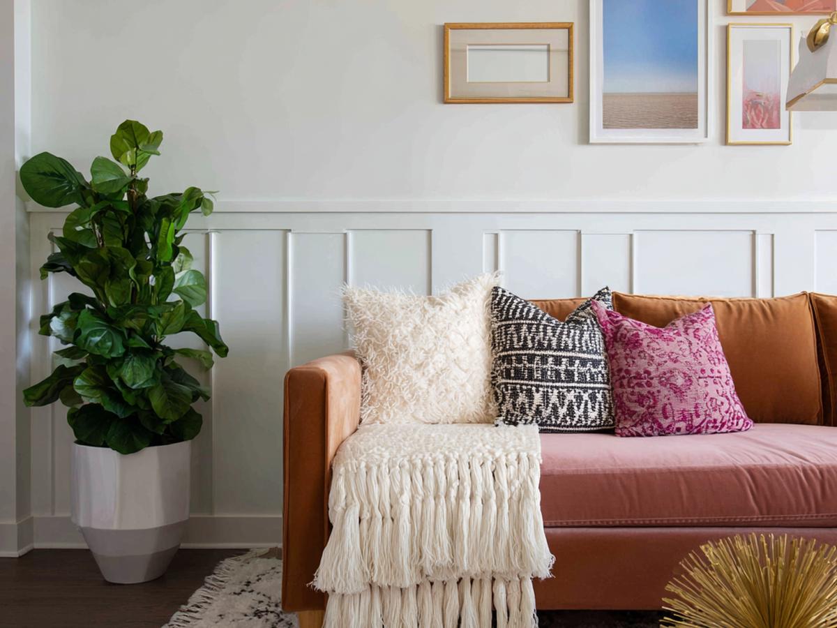 Cognackleurige Bank En Ficus