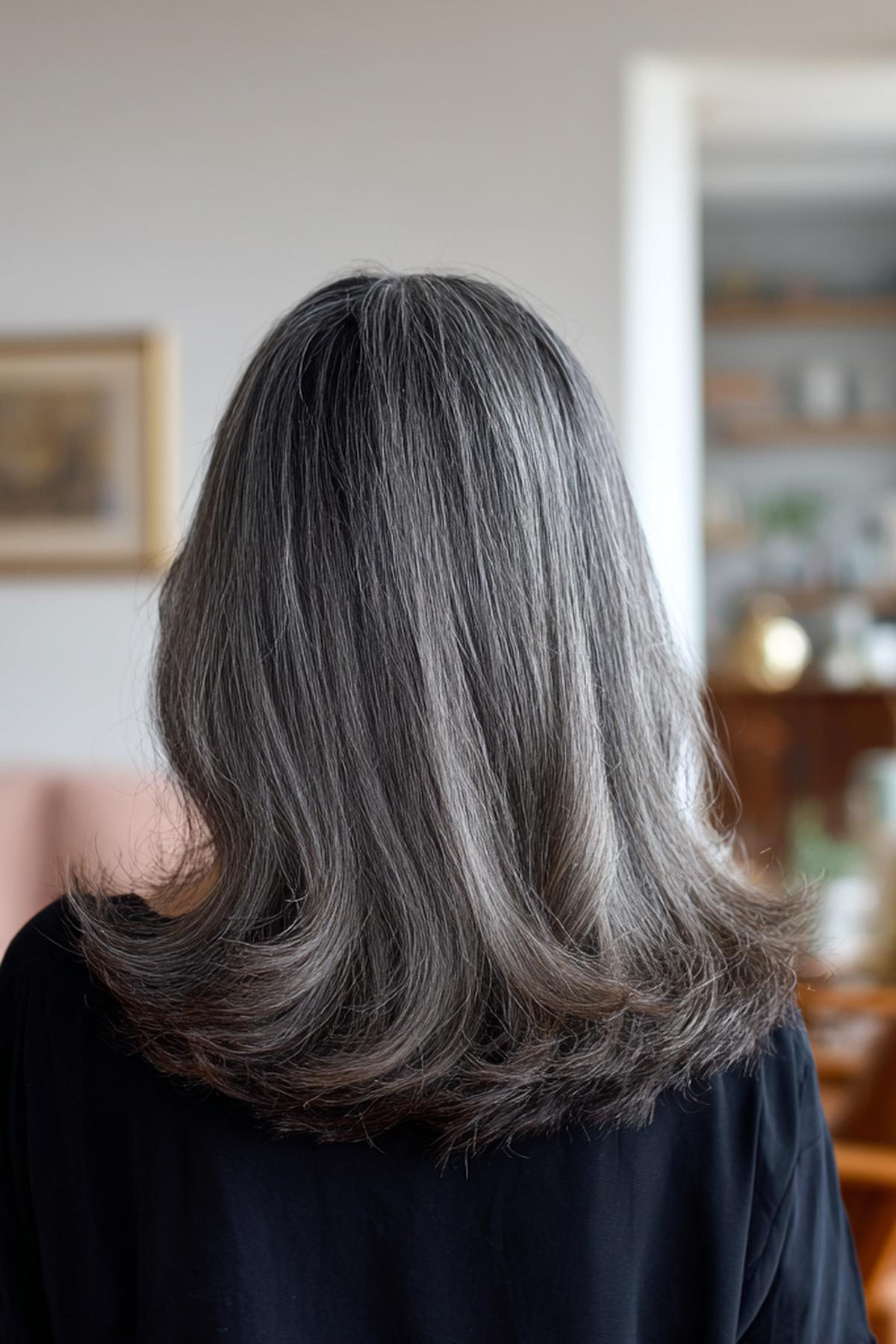 Halflang Grijs Haar Lagen