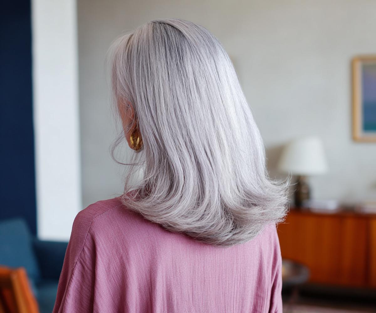 Lang Zilvergrijs Haar Lichte Slag