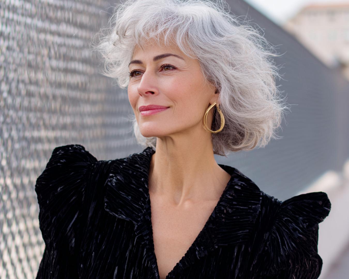 Golvende Grijze Bob Met Pony