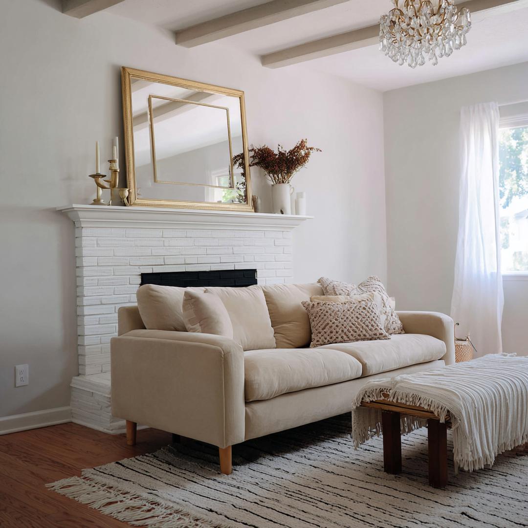 Gouden Spiegel En Witte Open Haard