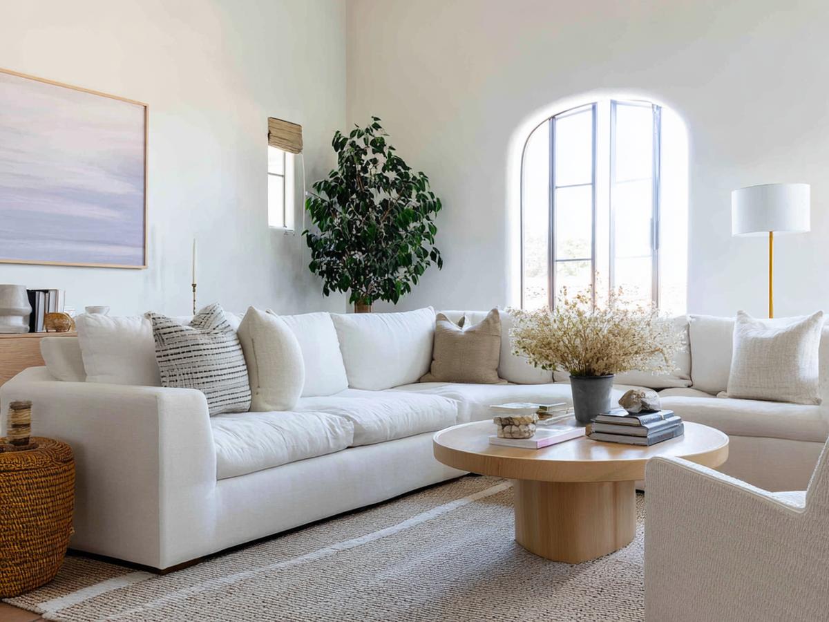 Boogvormig Raam En Witte Hoekbank