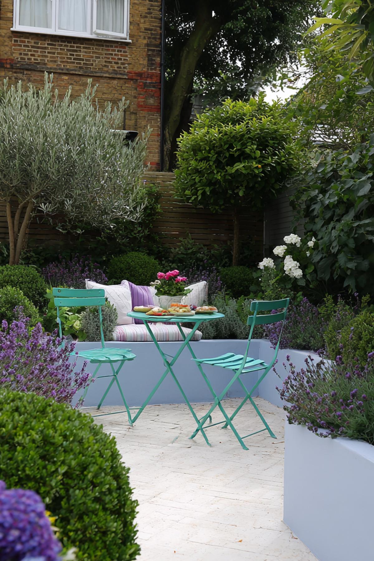 Turquoise Bistroset Lavendel Buxusbollen