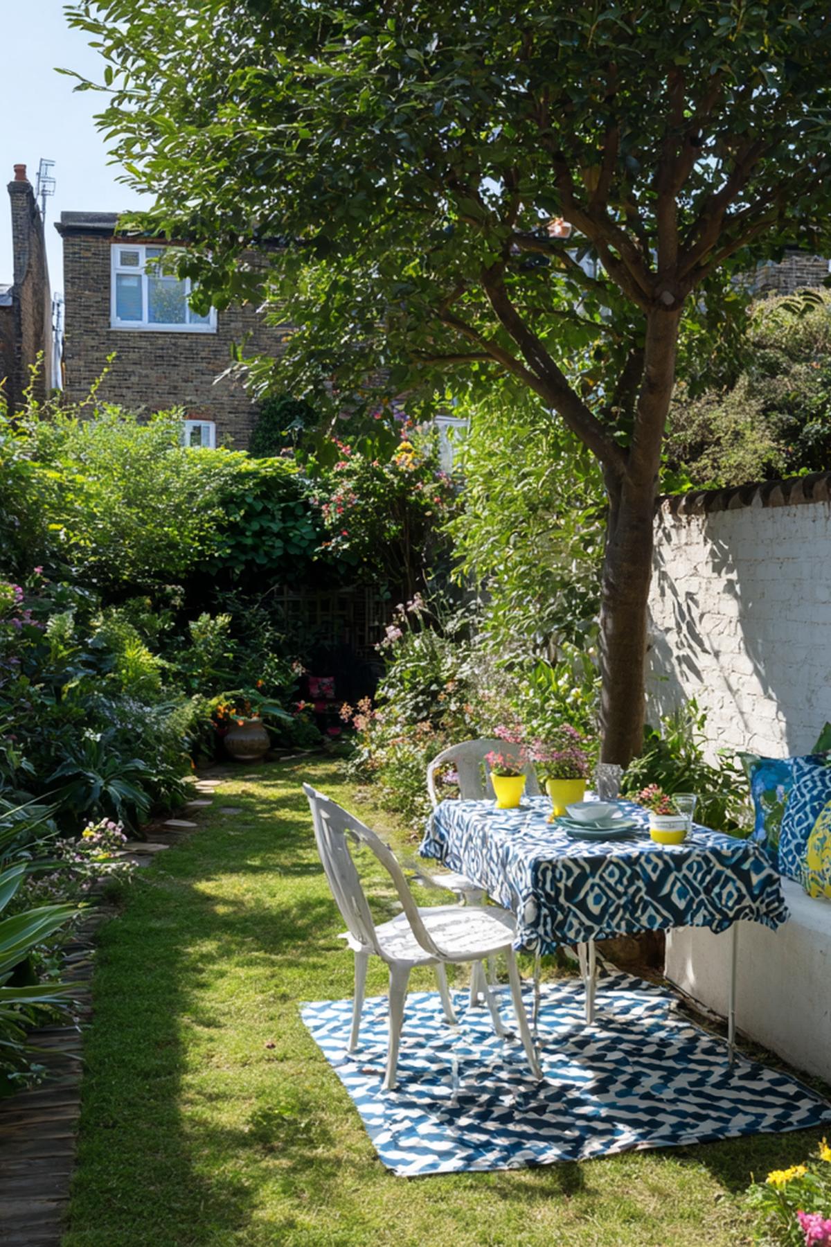 Blauw Patroonkleed Op Gras