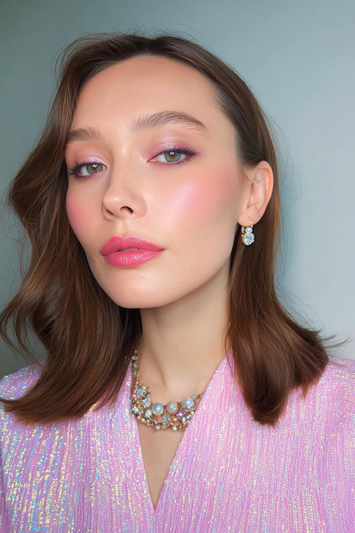 Roze Oogschaduw Roze Lippen Parelketting