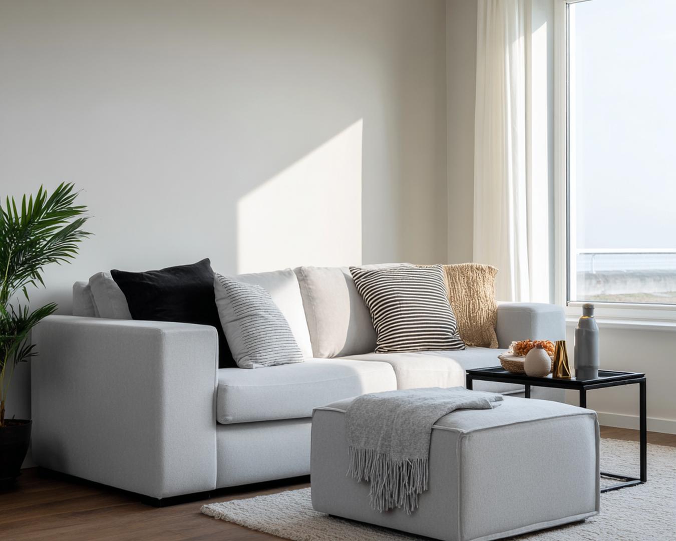 Grijze Bank Met Kussens