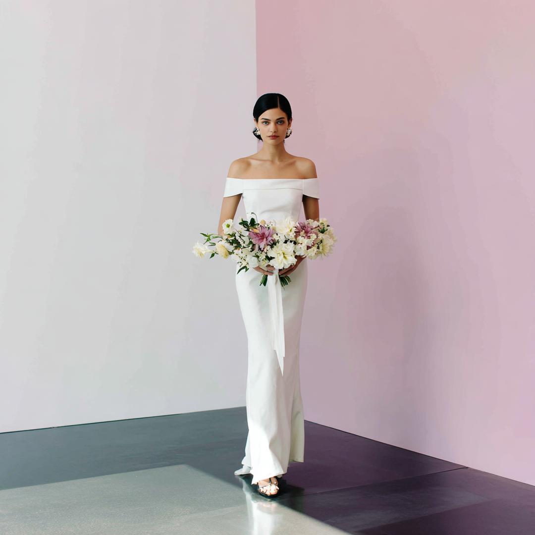 Schouderloze Witte Jurk Boeket