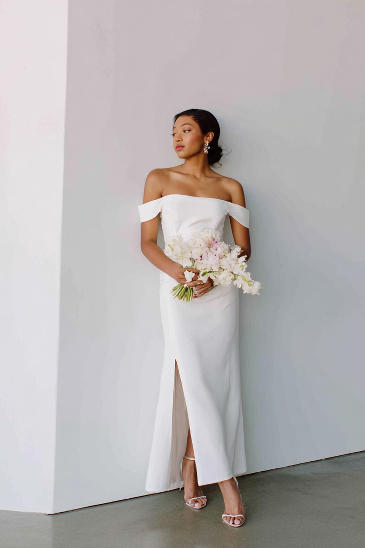 Schouderloze Witte Jurk Split