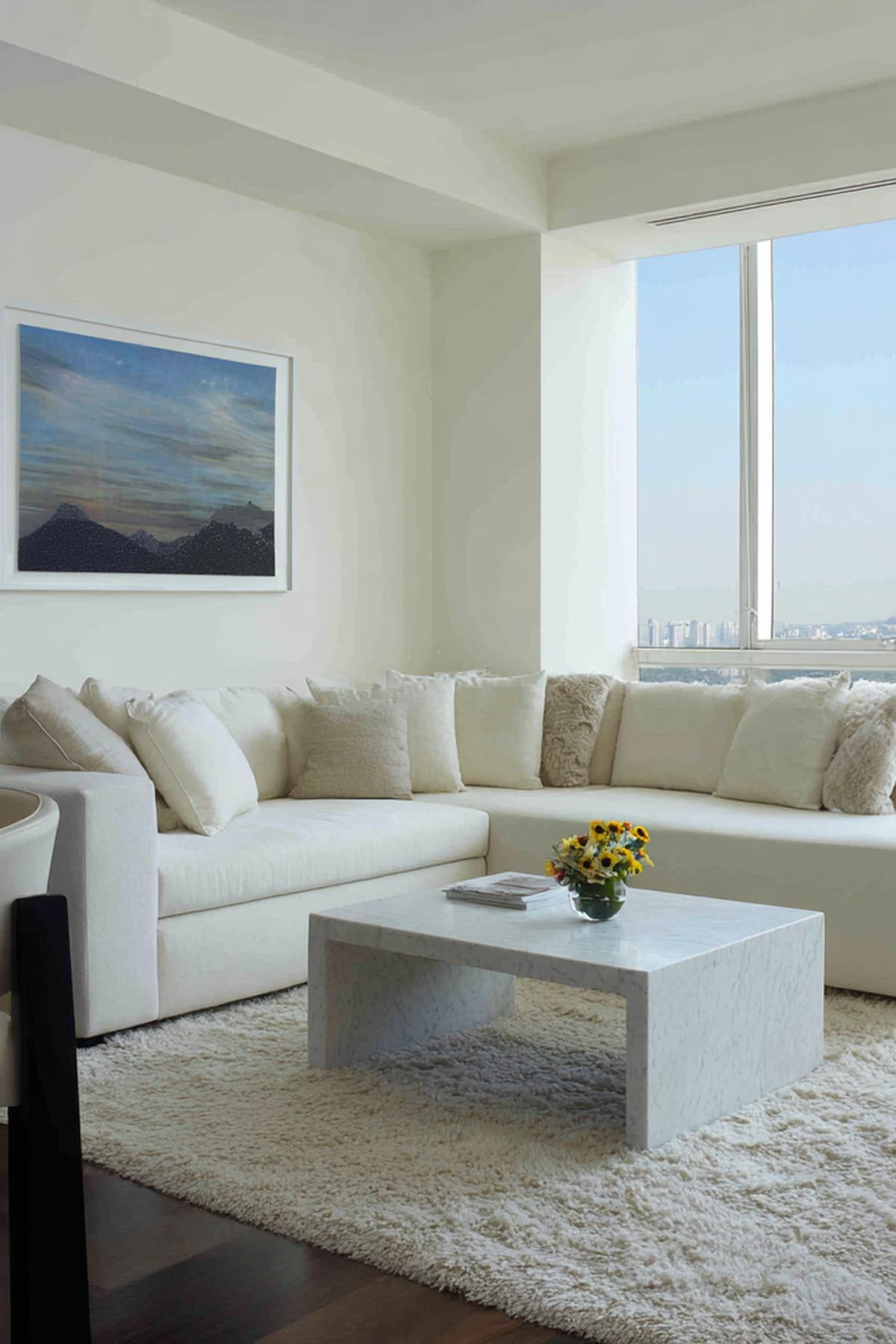 Witte Hoekbank En Lage Tafel