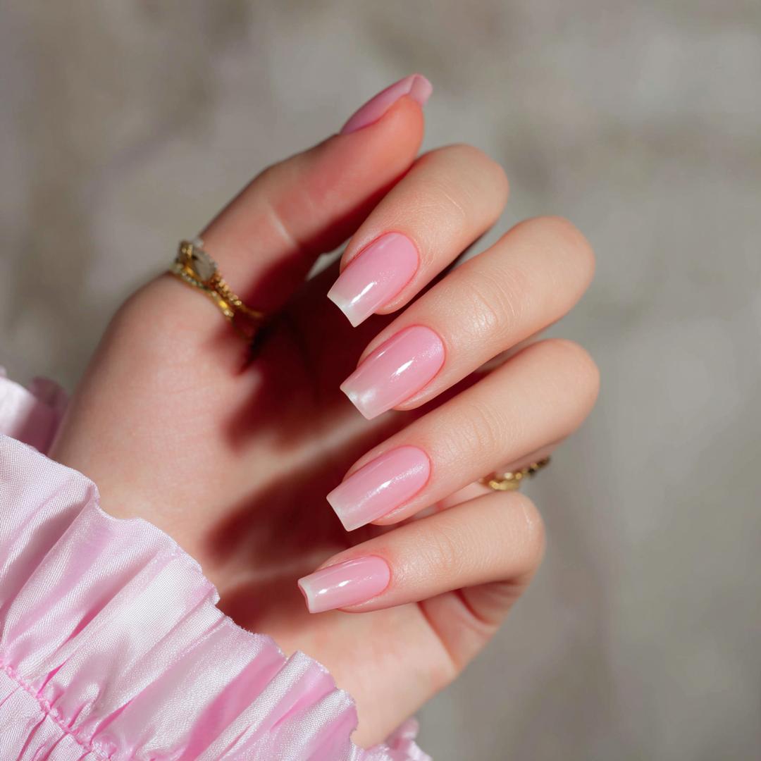 Pink Ombre Square Nails
