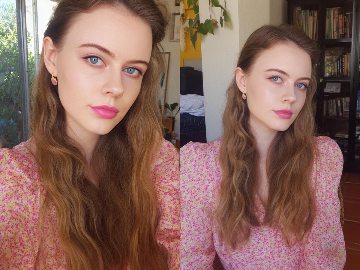 Fuchsia Lippen Blauwe Ogen