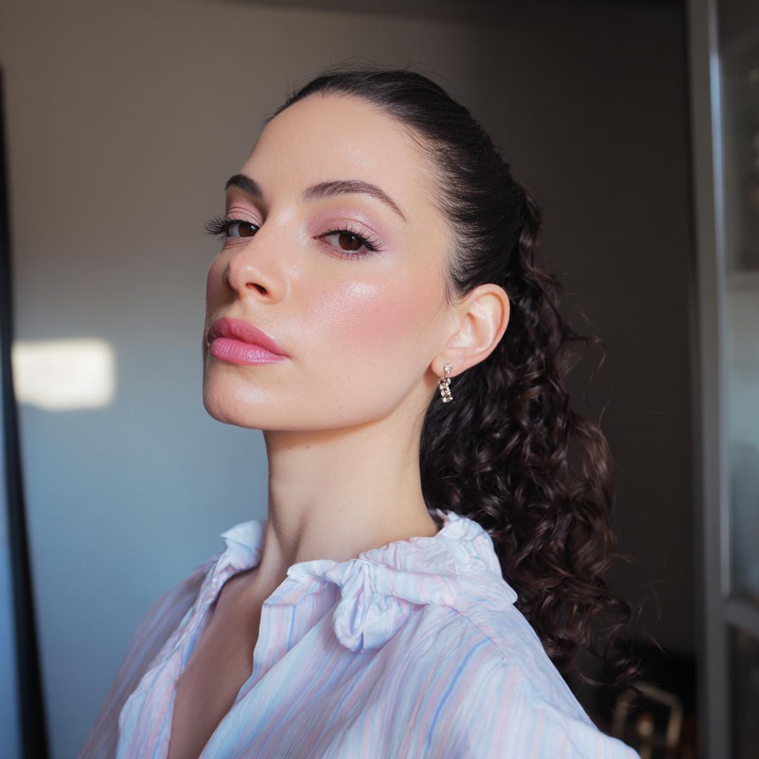 Lila Oogschaduw Glanzende Huid