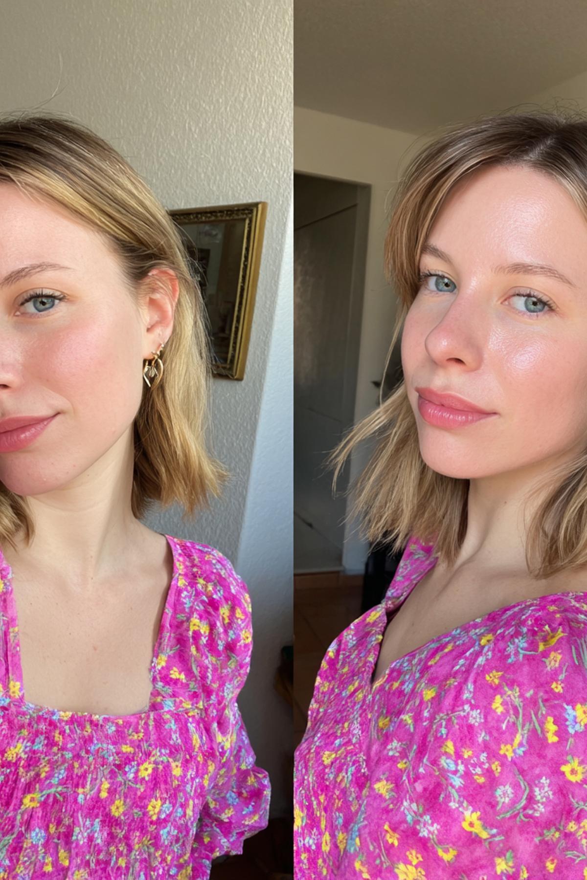 Roze Bloemenprint Glanzende Huid