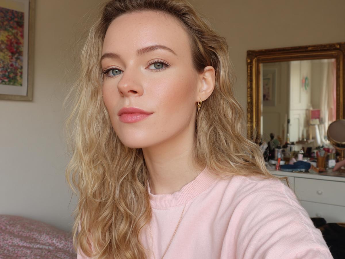 Golvend Blond Haar Perzik Blush