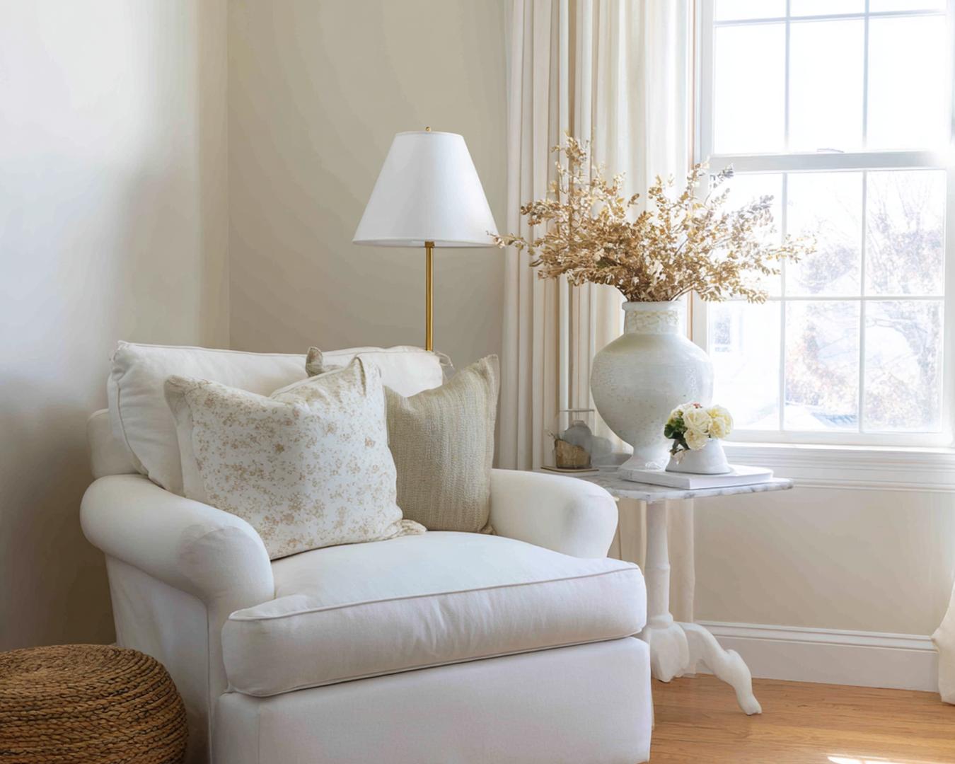 Witte Fauteuil En Grote Vaas