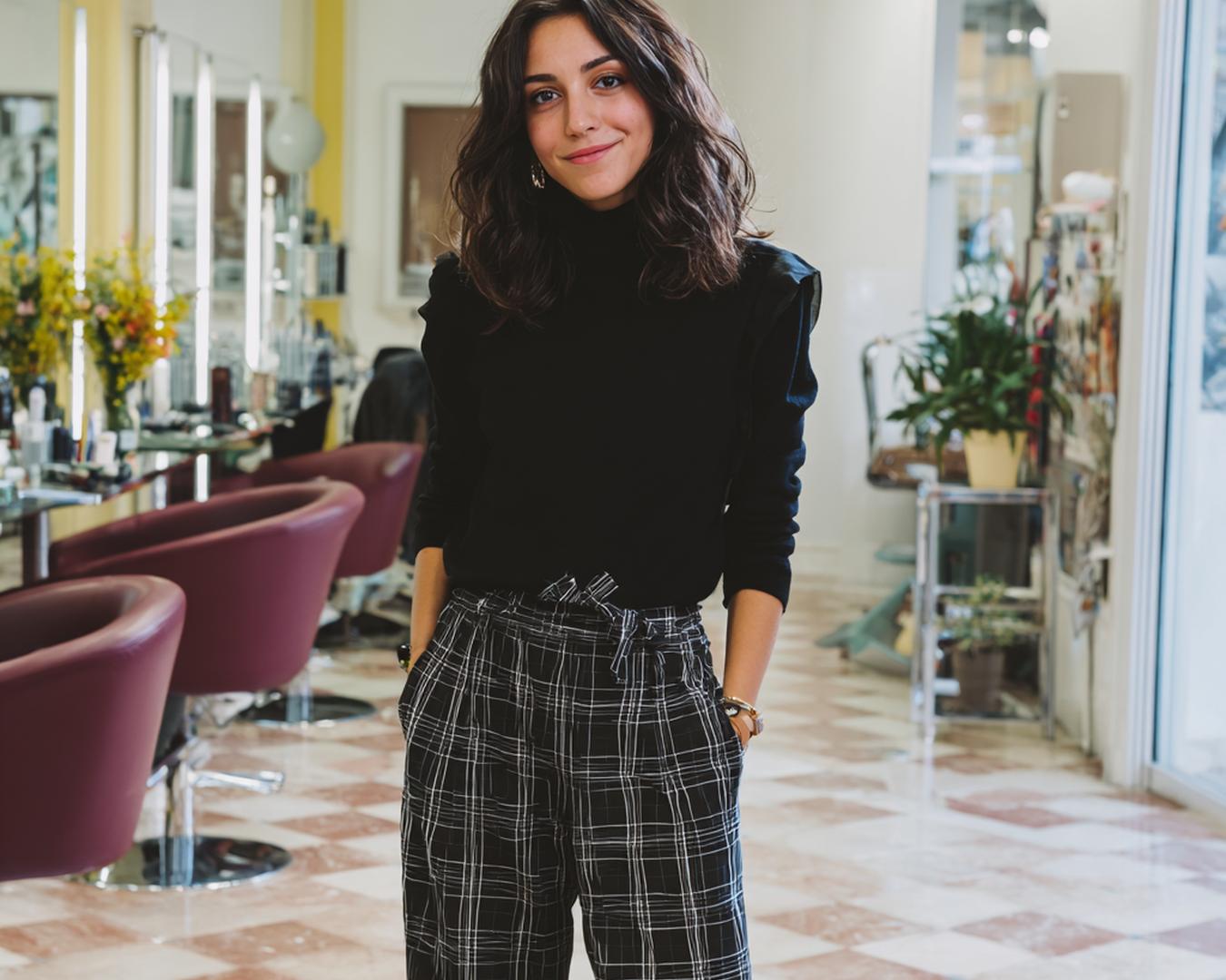 Zwarte Col Ruitbroek In Salon