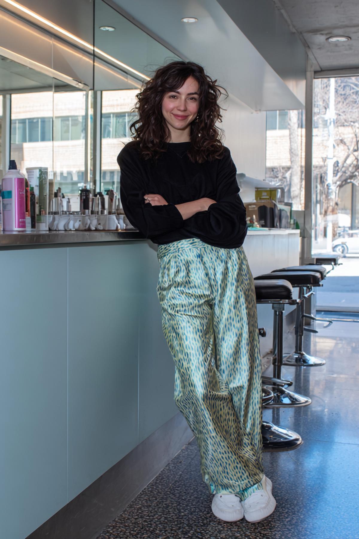 Mintgroene Satijnen Broek Dierprint