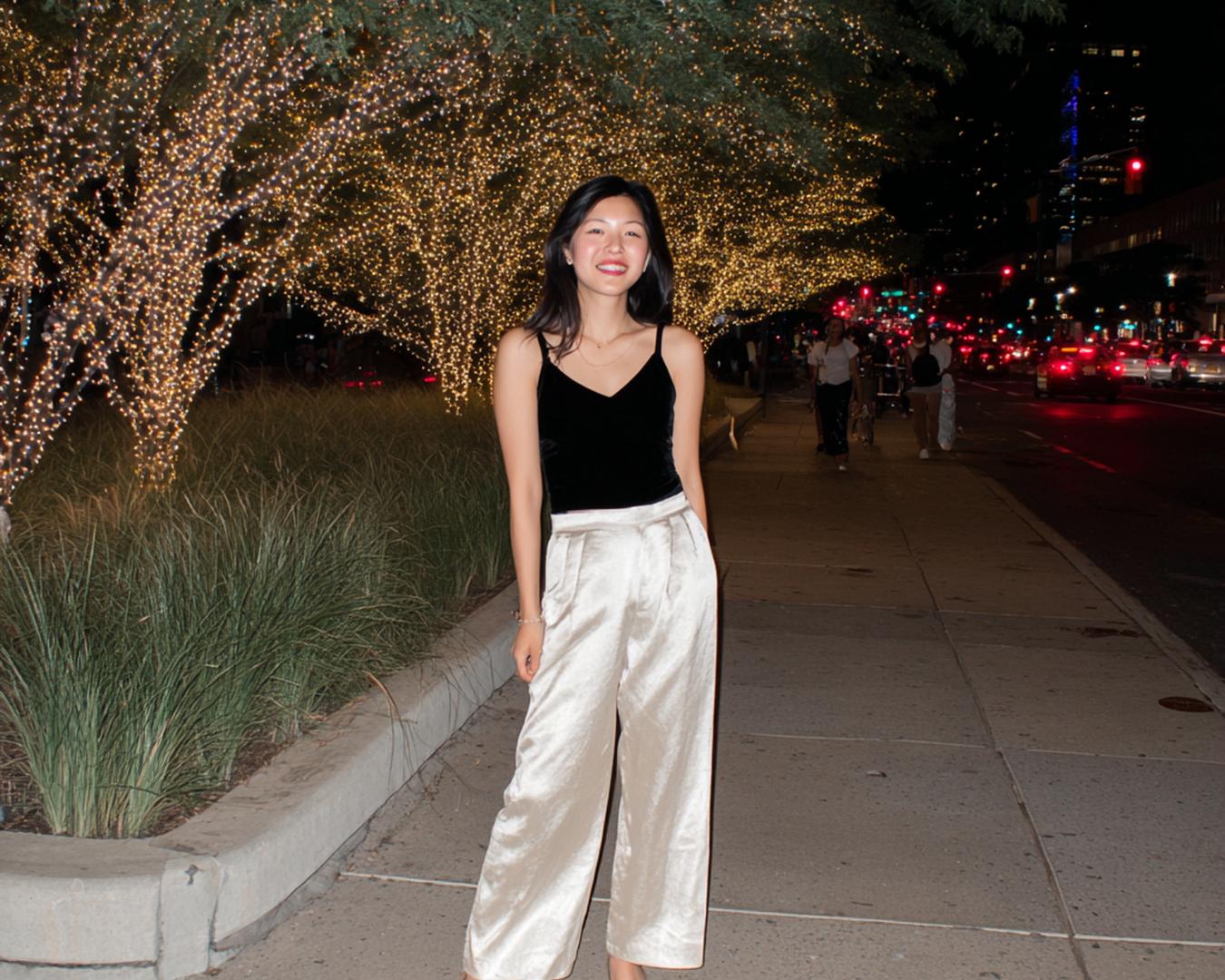 Zwarte Fluwelen Top Satijnen Broek