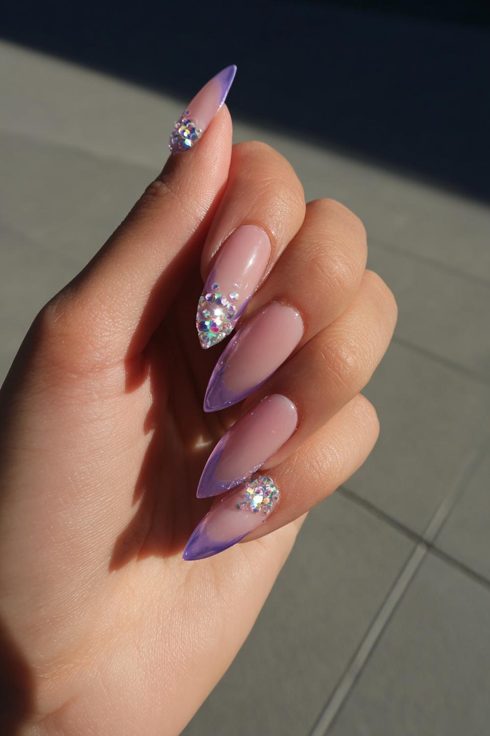 12. Jinx nails met 3D druppelgel en transparant paars