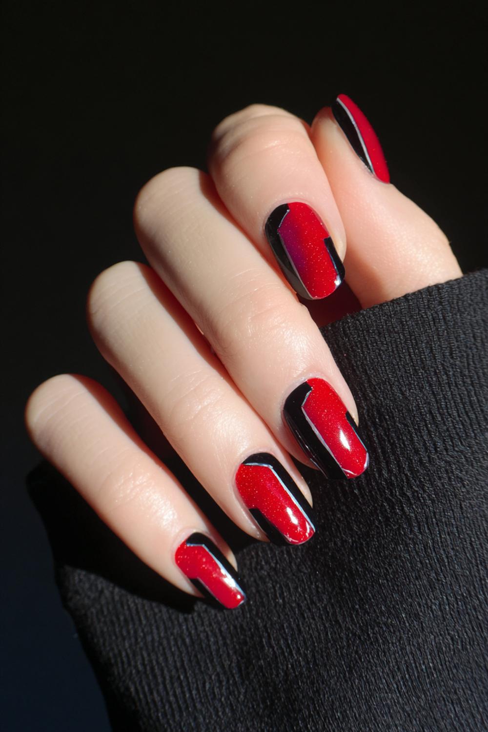 14. Jinx nails met negatieve ruimte strepen en scherpe hoeken