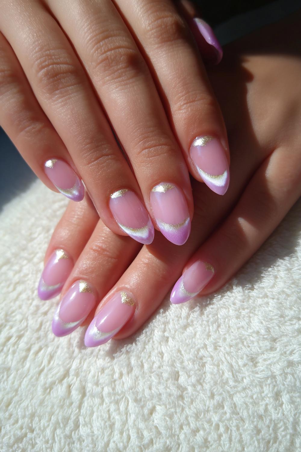 19. Jinx nails met half-moon details en elektrische rand