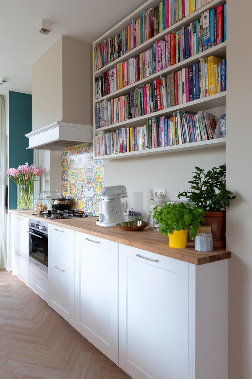 20. Keuken inspiratie met een nis voor kookboeken en spotjes