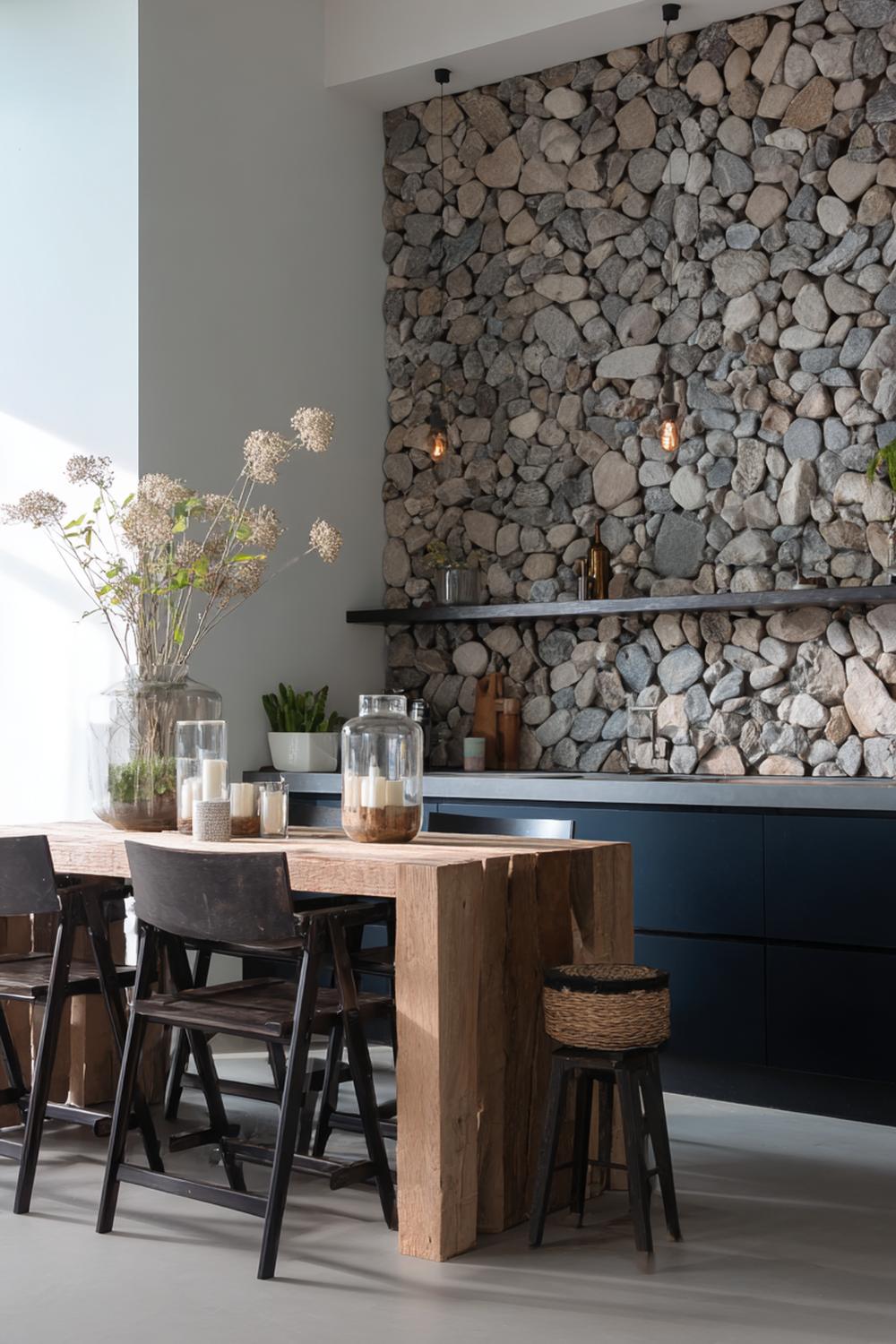24. Keuken inspiratie met een natuurstenen achterwand als statement