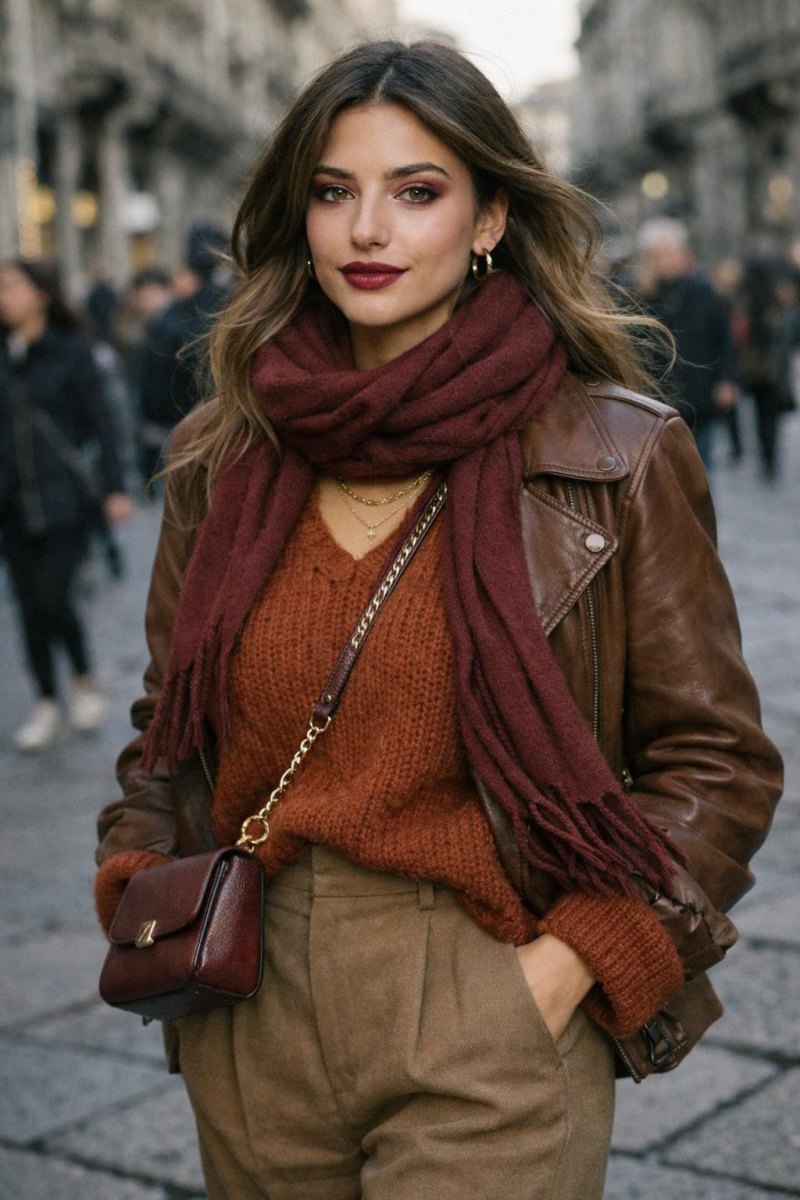 Leren jas met stijlvolle accessoires