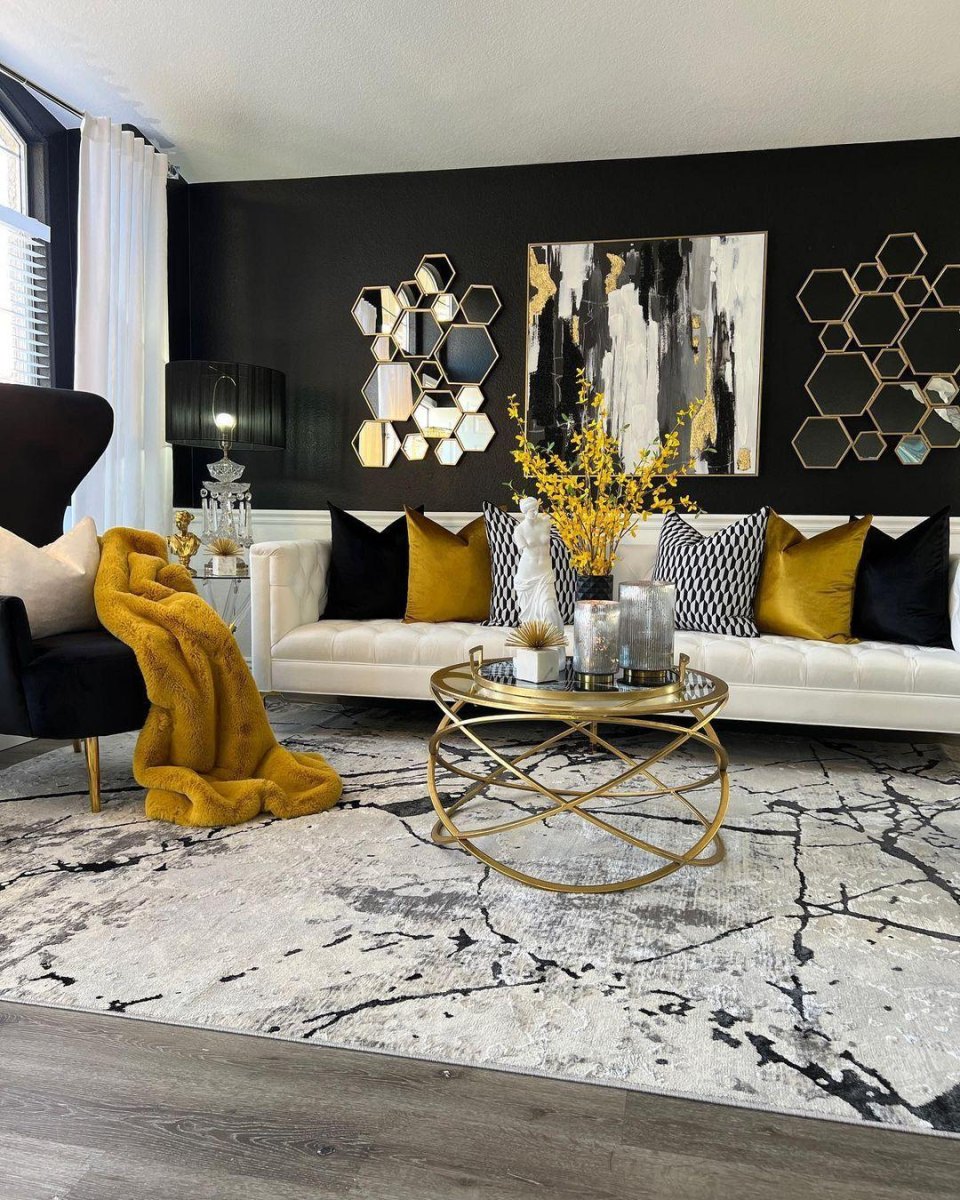 Zwart wit goud modern interieur