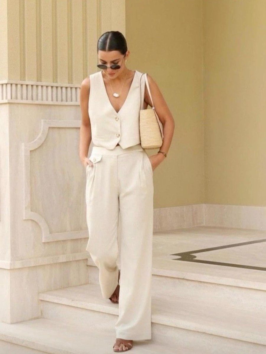 Monochrome zomer outfit in beige
