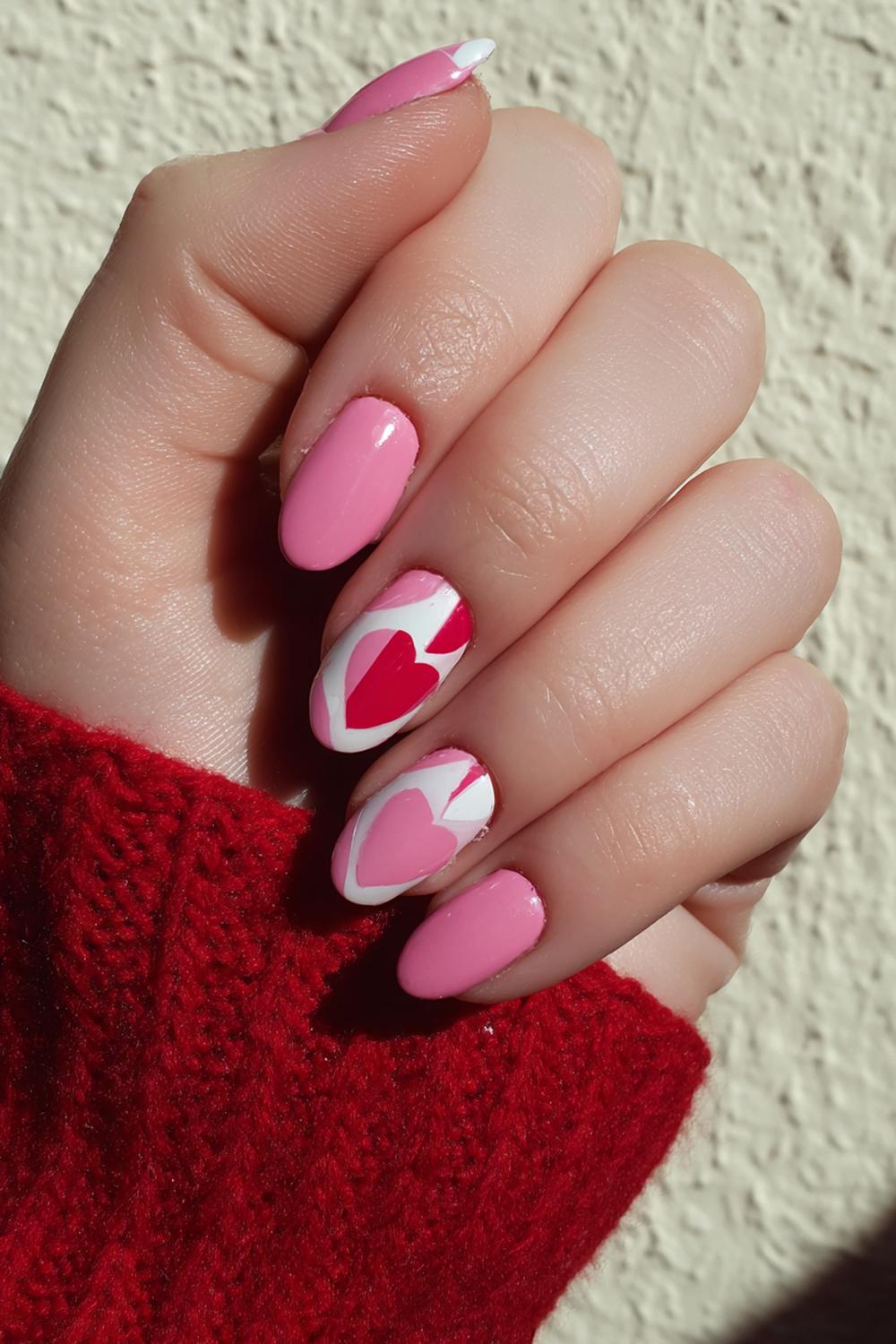 16. Nagels valentijn met ‘negative space’ hart in het midden