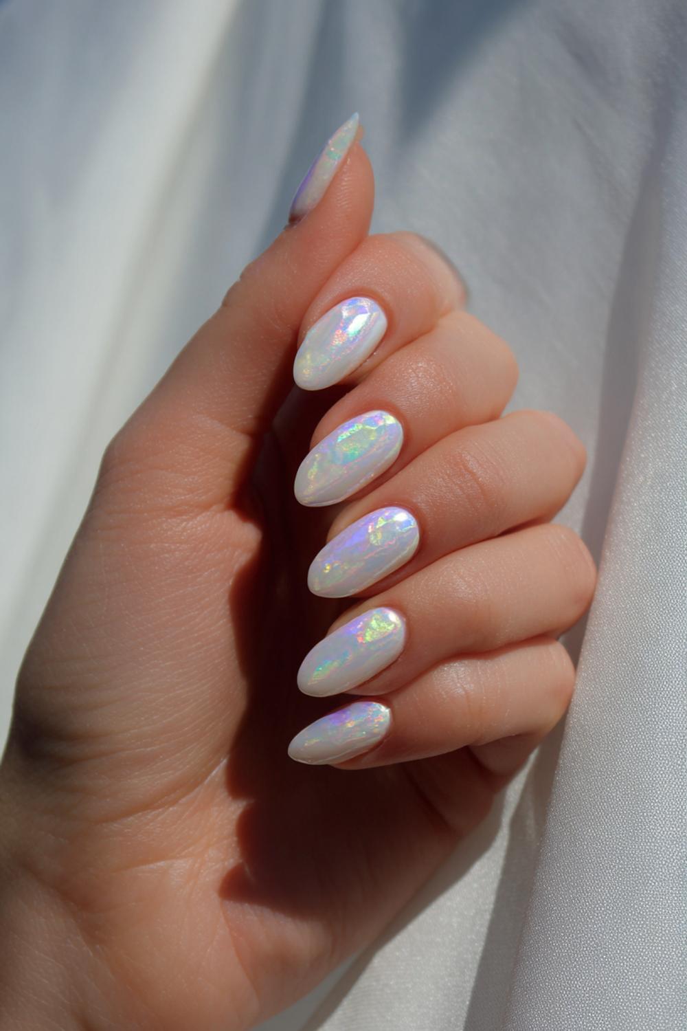 17. Nail art 2026 minimalistische maanstenen glans met opaal shimmer