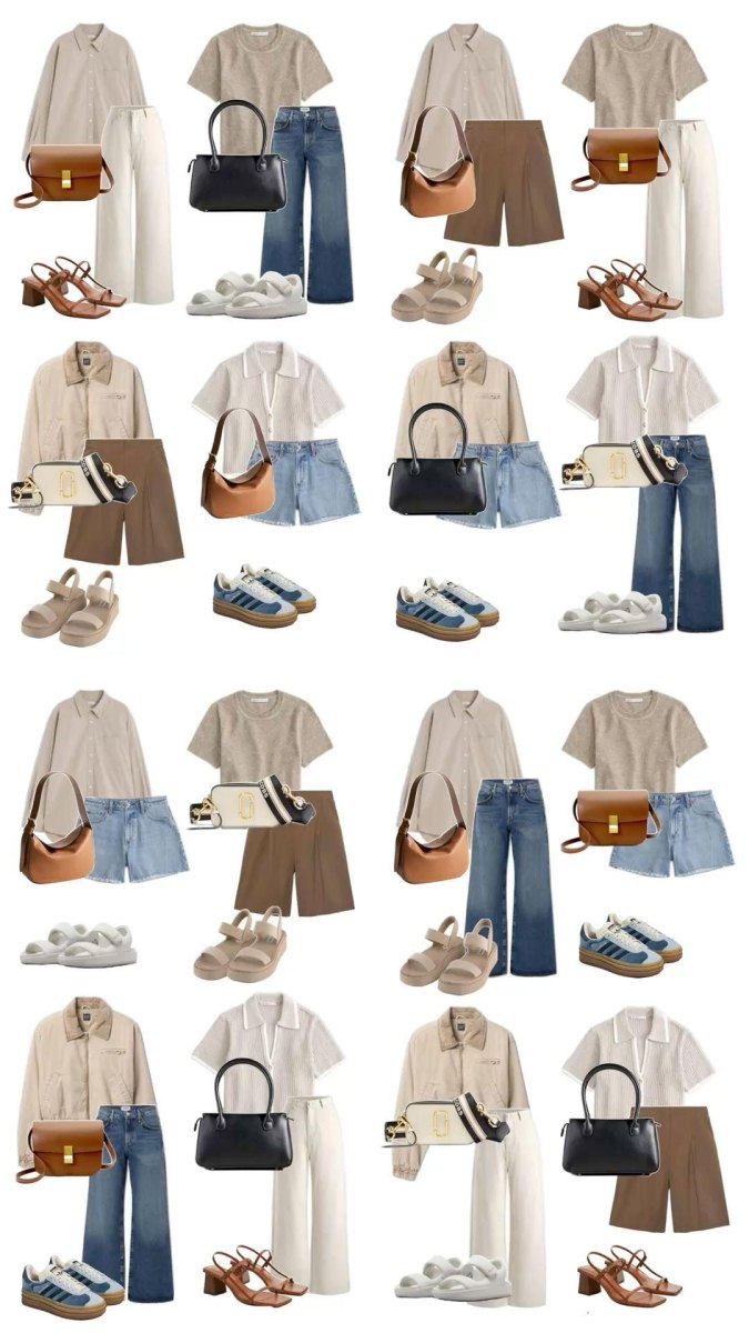 Neutrale zomerkleding met kleuraccent